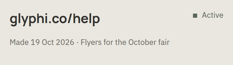 A saved code's title, and under it the day it was made and its note